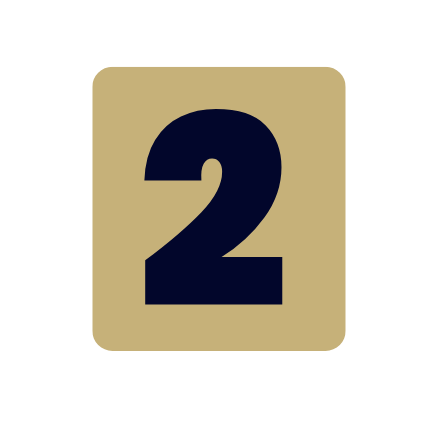 Black number 2 on tan rounded square background Black number 2 on a tan square background with rounded corners