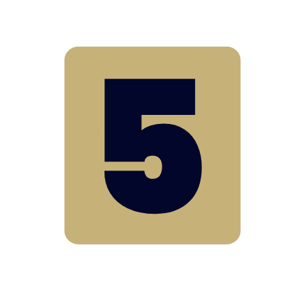 Number 5 on beige rounded square background Bold black number 5 on a rounded beige square background
